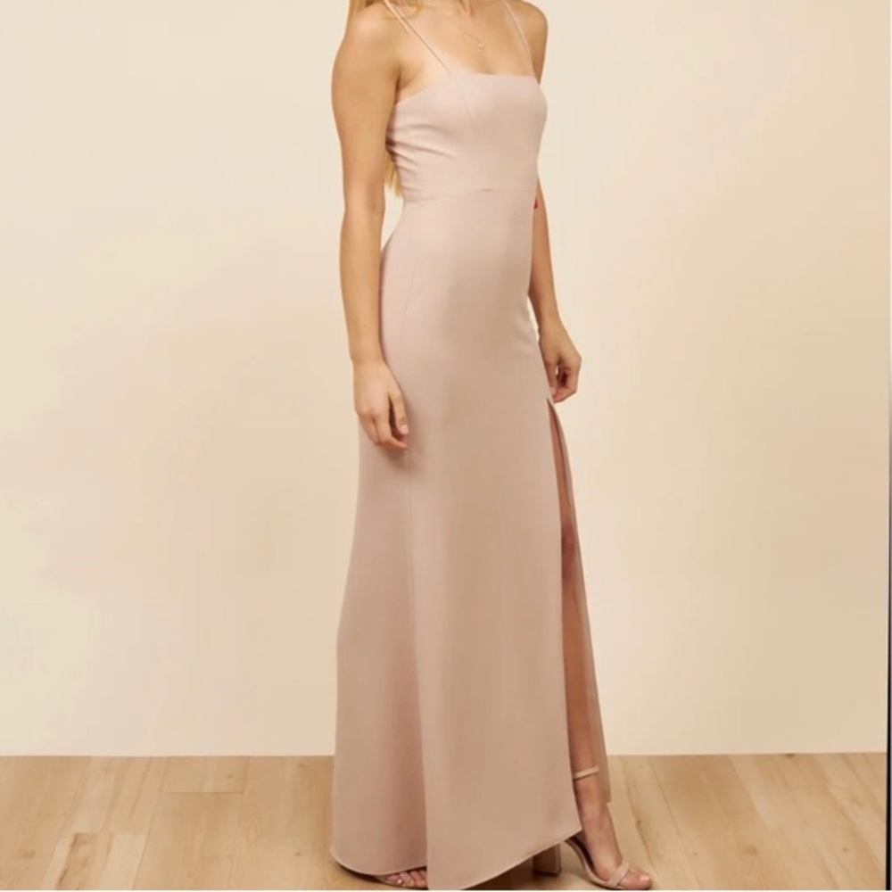 Park & Fifth Jupiter Maxi Long Dress Thigh Slit in Blush